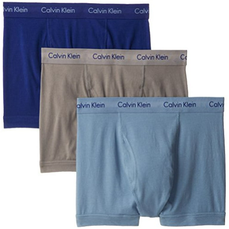 Calvin Klein Men\'s 3-Pack Cotton Stretch Trunk, Blue/Grey Assorted, X-Large