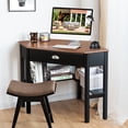 thumbnail image 2 of Topbuy Corner Computer Desk Table Wood Workstation Brown& Black, 2 of 5