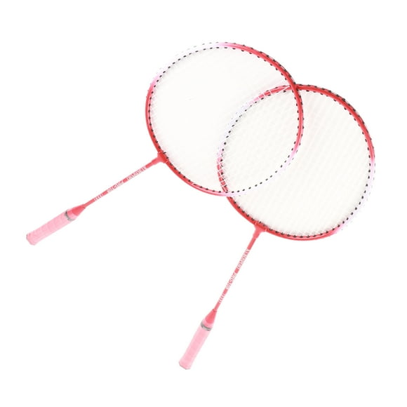 2 Player Badminton Racket, Iron Alloy Racket for Children Badminton Set for kids Nylon Alloy Lightweight Racket for Child, Beginner Players, Indoor and Outdoor Sport (Red)