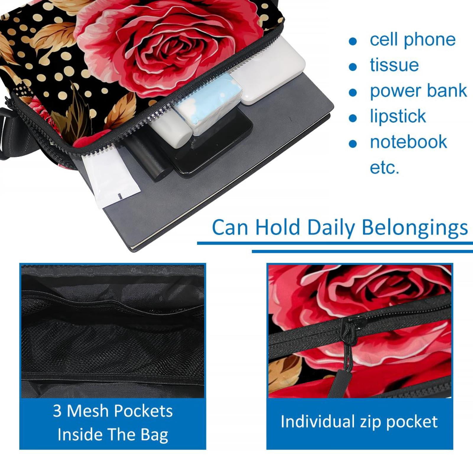 Rose Leopard Lightweight Adjustable Fanny Pack Sling Bag with Extension Strap Crossbody Bag Unisex