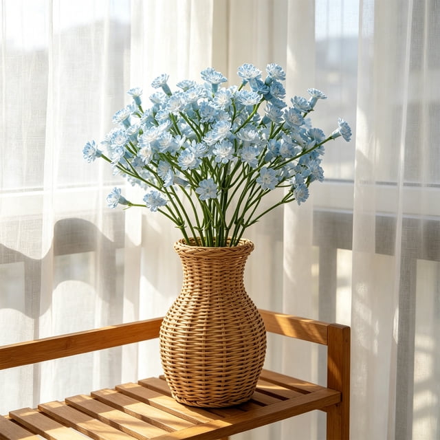 Ramo artificial de gypsophila (aliento de bebé) | Arreglo de tallos de flores artificiales para decoración del hogar | Decoración floral de plástico para la mesa de la sala