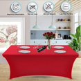 thumbnail image 3 of Nappe Rouge 8 Pieds pour Table Rectangulaire Nappe Extensible Rectangulaire Ajustée en Spandex 8 Pieds pour Anniversaire, Cocktail, Mariage, Banquet Fête en Plein Air, 3 of 6