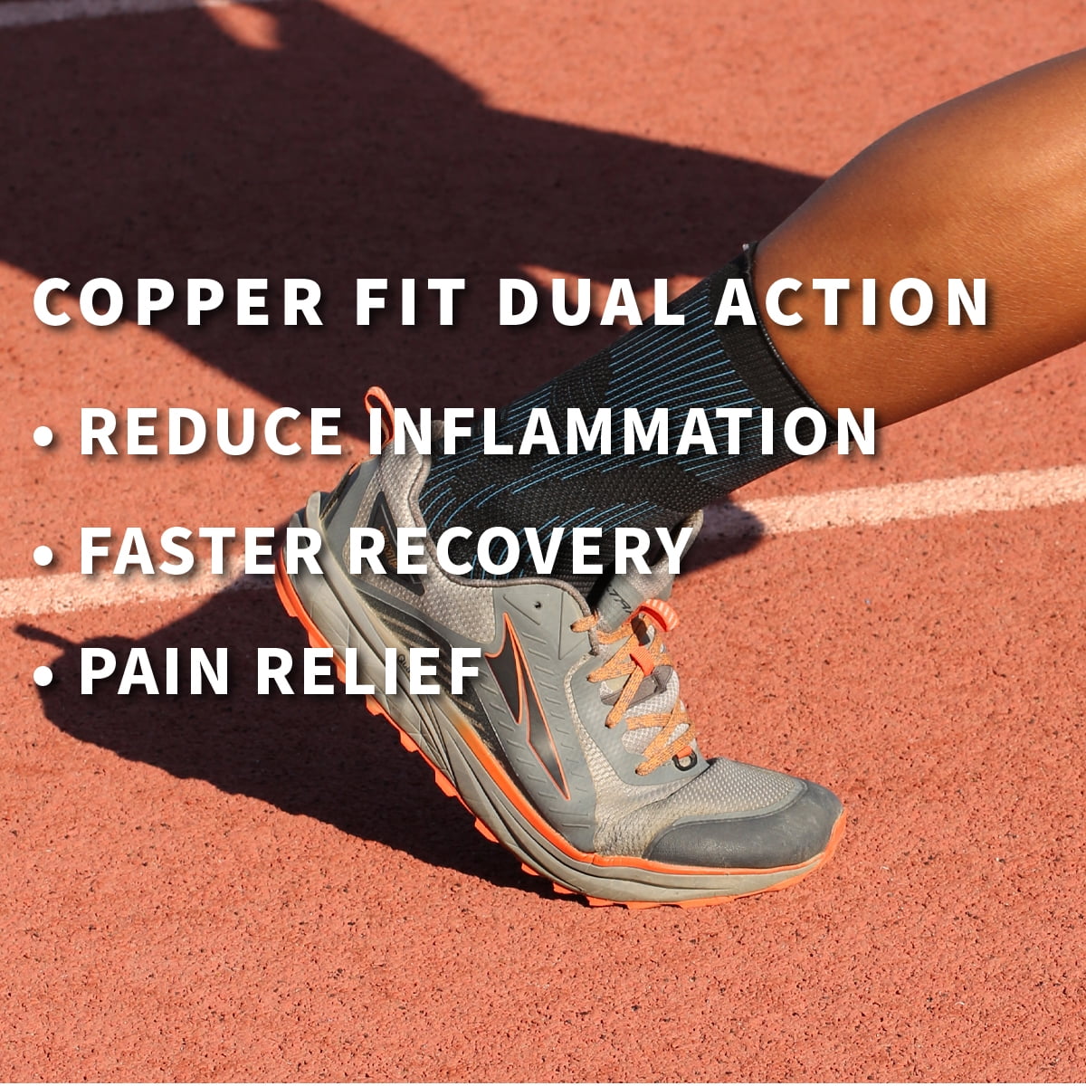 Copper Fit Dual Action Ankle Sleeve Brace, Advanced Relief & Recovery for Mobility, Arthritis, Tendonitis, Pain, Swelling & Inflammation, L/XL, Unisex