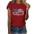 thumbnail image 2 of Fartey 4th of July Shirt for Women Patriotic Short Sleeve Tops Loose Fitted Independence Day Crew Neck T Shirts American Flag Graphic Tees Red XL, 2 of 4