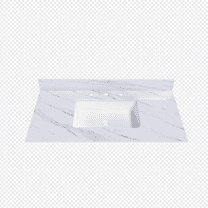 43" White Marble Vanity Top w/ Undermount Sink, 3 Holes, 4" Backsplash