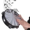 thumbnail image 2 of 8-Inch Radiant Tambourine Handbell, Wooden Hand Drum with Double Row Jingles and Reflective Drum Head, Musical Percussion Instrument, 2 of 7