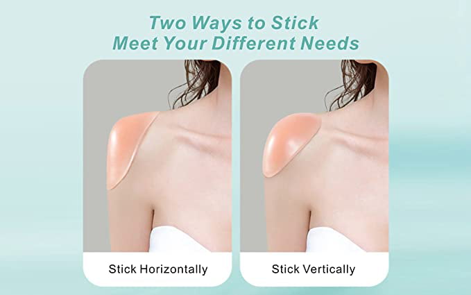 4PCS Transparent & Skin Color QiBeir 2 Pairs Silicone Shoulder Pads for Women Clothing Adhesive Shoulder Push-up Enhancer Reusable Shoulder Pads Anti-Slip Natural Shoulder Pads