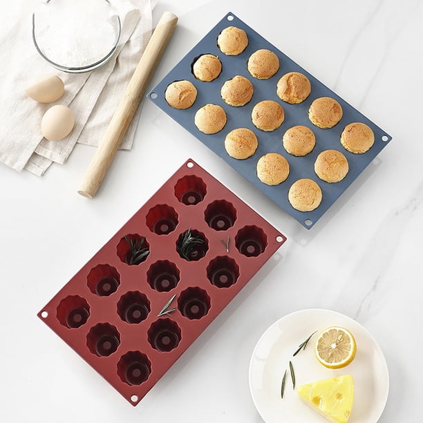Fiudx Molde Redondo para Tartas de 15 Piezas, de Silicona Antiadherente, Flexible y Fácil de Limpiar, Multiusos para Horno, Microondas, Frigorífico y Repostería Casera. Rojo y Azul, 29,5 X 17,5 X 4,5