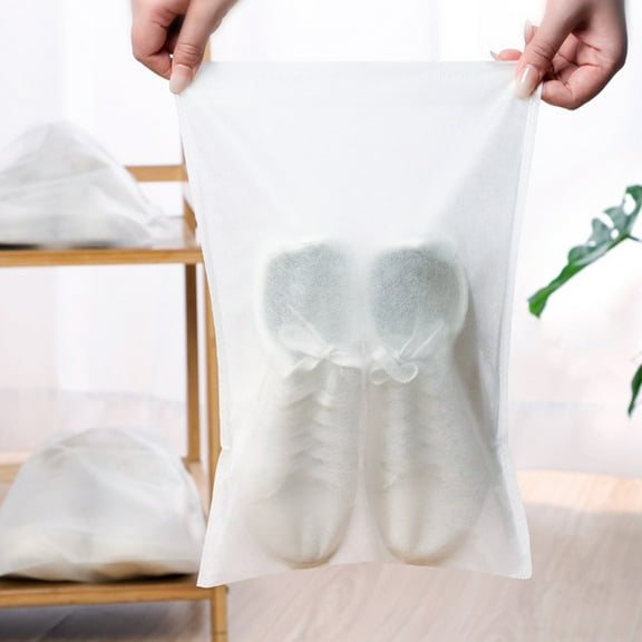 LOLIPPYY 10Pcs White Shoe Storage Bags Drawstring Travel Shoe Dust Bags for Storage and Moisture Protection