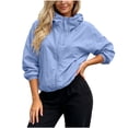thumbnail image 2 of Snorda Womens Jacket Full Zip Windbreaker Jacket Long Sleeve Coat with Pockets Casual Loose Fits Solid Color Jackets For Fall Daily Outing Wear, 2 of 6