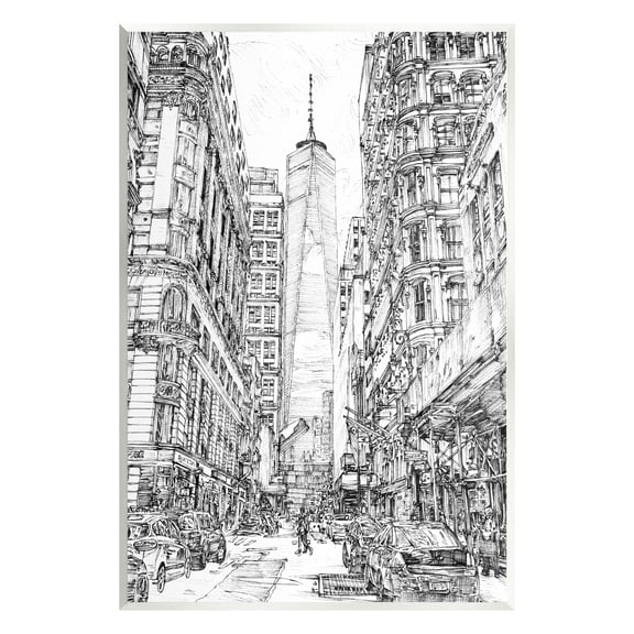 Stupell Urban City Metropolis One World Trade Center Travel & Places Drawing Wall Plaque Unframed Art Print Wall Art