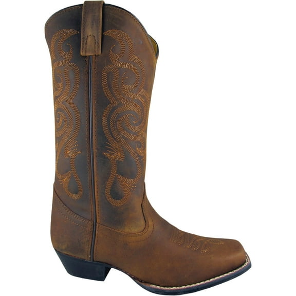 Brown Oil Distress Square Toe Boot