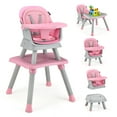 thumbnail image 1 of Babyjoy 8-in-1 Baby High Chair Convertible Dining Booster Seat w/ Removable Tray Pink, 1 of 8