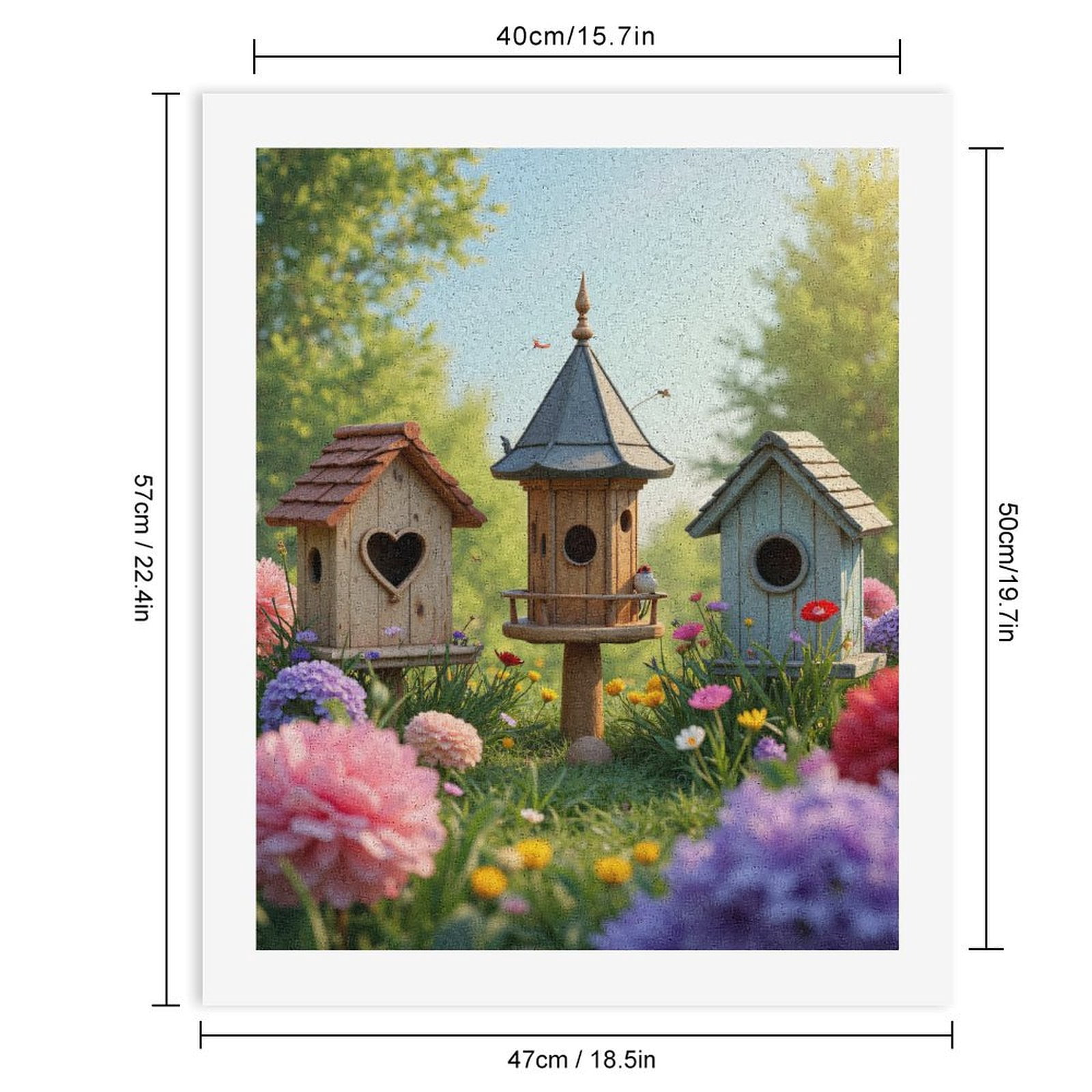 Paint By Numbers Kit for Adults Beginner - Birdhouses Garden Blooms Springtime DIY Canvas Painting Kits for Adults, Frameless Paint By Number for Adults for Home Wall Decor 16x20 Inch