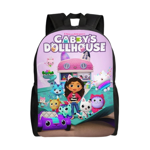 Gabby-S Cartoon Doll House Backpack,3d Print Laptop Backpack Lightweight Casual Daypack Bookbag Multi-Function Travel Backpack