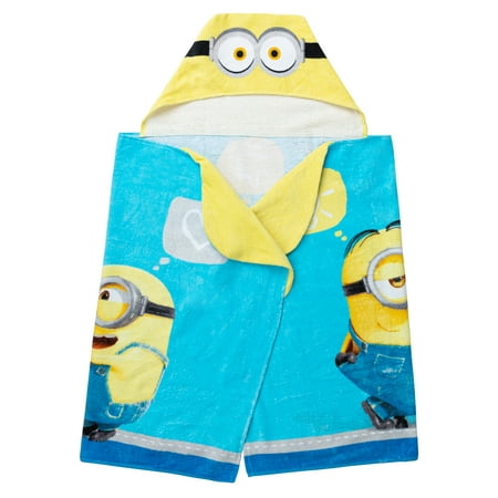 Minions Kids Kids Hooded Towel, Cotton, Blue, Universal