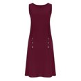 thumbnail image 4 of QGJZVUNL Sleeveless Crewneck Dresses for Women Casual Summer Outfits Cotton Linen Midi Dress with Pockets Size S, 4 of 5