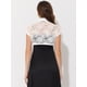 thumbnail image 4 of Cárdigan de encaje para mujer, cuello alto, corto, elegante, encogimiento de hombros blanco L, 4 of 5