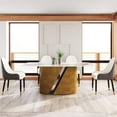 thumbnail image 2 of Modern Dining Table | Spacious Space for Happy Family Dinners | Artificial Stone Panel Crafted Exquisitely | Stable Base with Bronze - colored Iron Legs, 2 of 6