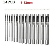 14pcs Leather Hole Puncher Round Steel Leather Craft Hollow Hole Punching Tool 1-12mm For Watch Hollow DIY Hand Tools