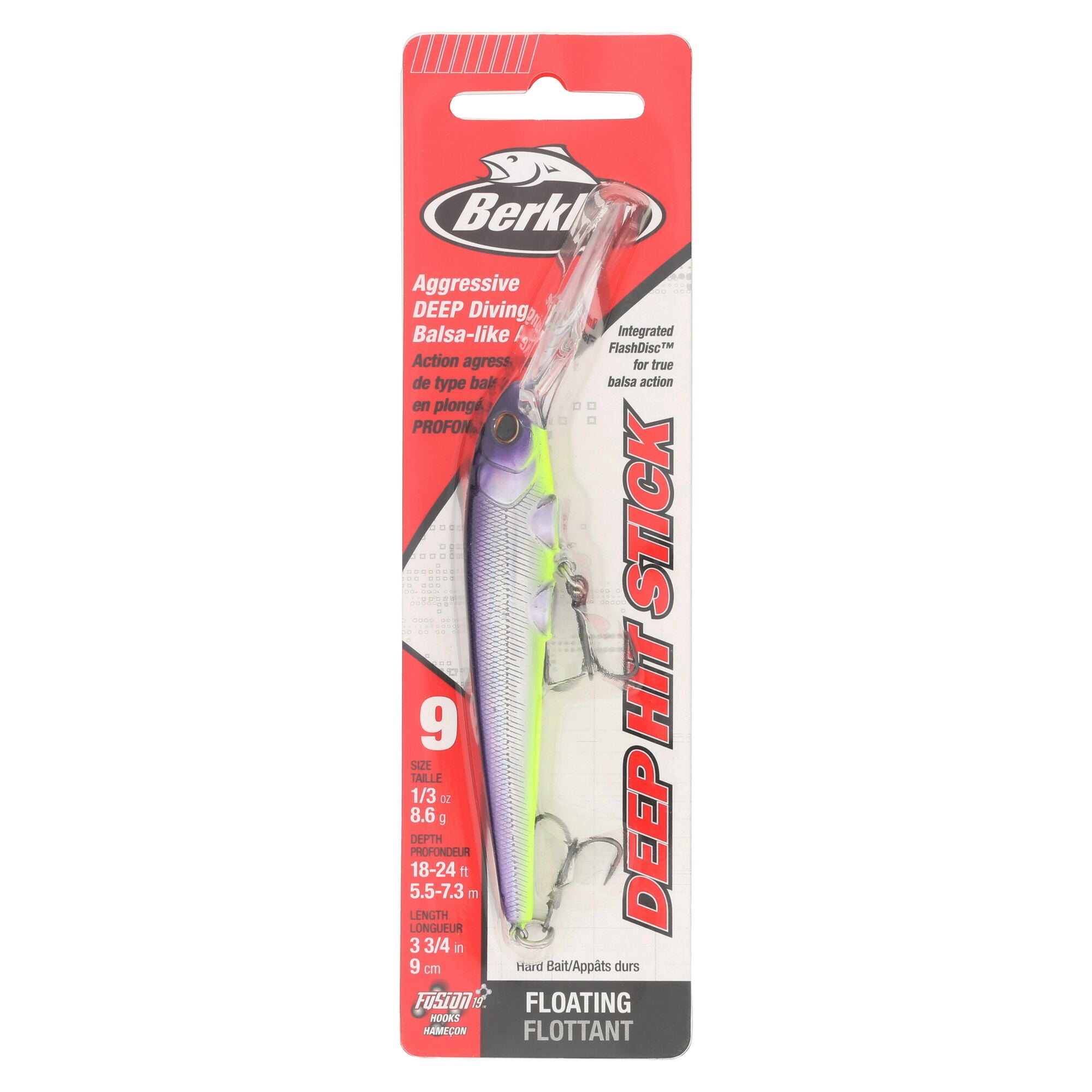 Berkley Deep Hit Stick, 3.75 in, Crankbaits, Purple Slime (1 Count)