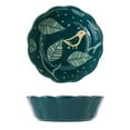 thumbnail image 1 of Qeeadeea Small Round Baking Dish Set Of 2, Colorful Ceramic Pie Pan, Round Ceramic Pie Plate-green-bird, 1 of 7