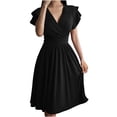 thumbnail image 6 of Inleife Womens Summer Dresses Women's Casual Fashion V-Neck Short Sleeve Solid Dress, 6 of 7