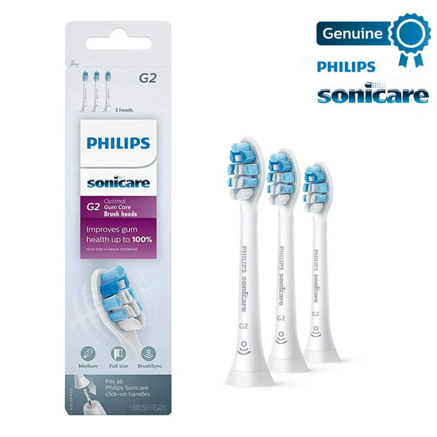 spouse Uncertain Compose Philips Sonicare G2 Optimal Gum Health Care Replacement Toothbrush Heads,  HX9033/65, White 3-pack - Walmart.com