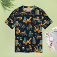 thumbnail image 4 of Excavator Construction Vehicle Truck Womens Tops Women's Fashion Casual Short Sleeve Flower Print Round Neck Pullover Top Blouse, 4 of 6