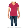 thumbnail image 4 of Playera Fruit Of The Loom para Mujer, Cuello V Manga Corta Jaspe Rosa Talla CH, 4 of 4