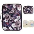 thumbnail image 1 of New Multi-Functional A4 Document Bags Portfolio Organizer-Waterproof Travel Pouch Zippered Case for Ipads, Notebooks, Pens, Documents (White Flower), 1 of 7
