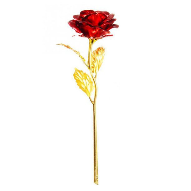 Bewildely Regalo creativo del Día de San Valentín 24K laminado en oro rosa rosa dura para siempre amor boda decoración amante iluminación rosa Decoración del hogar rojo 265*95*65mm Bewildely JJ17959-01B