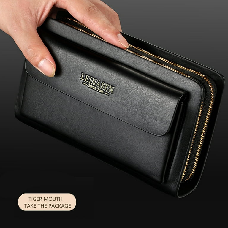 Mens Clutch，Fashion Large Capacity Clutch Bag Wallet，Luxury Men Designer  Wallet Organizer Wallet with Strap