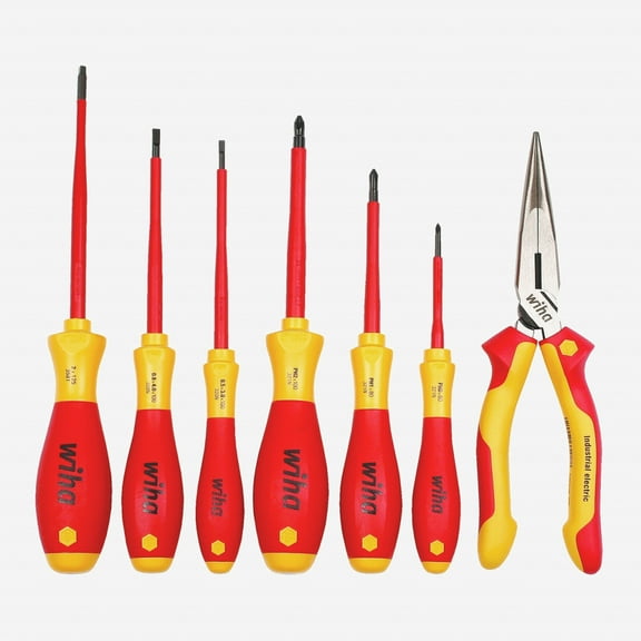 Wiha 32086 Insulated Screwdrivers and Pliers Set, 7 pcs