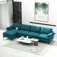 thumbnail image 2 of Costway Modern Modular L-shaped Sectional Sofa w/ Reversible Chaise & 2 USB Ports Blue, 2 of 11