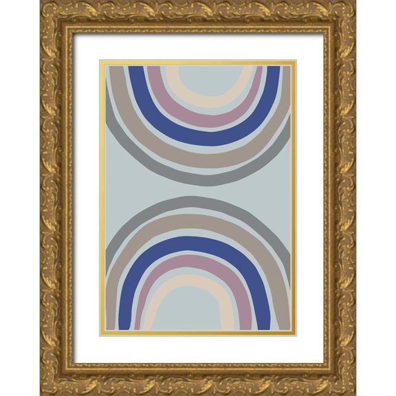 Artographie Studio 24x32 Gold Ornate Wood Framed with Double Matting Museum Art Print Titled - Double Rainbow Blue