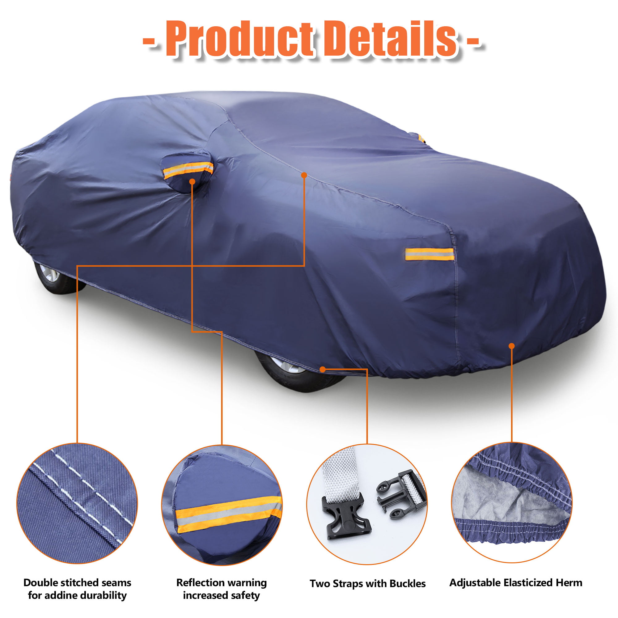 Unique Bargains Silver Tone Sun UV Protection Waterproof Outdoor Universal  Car Cover 3XL 