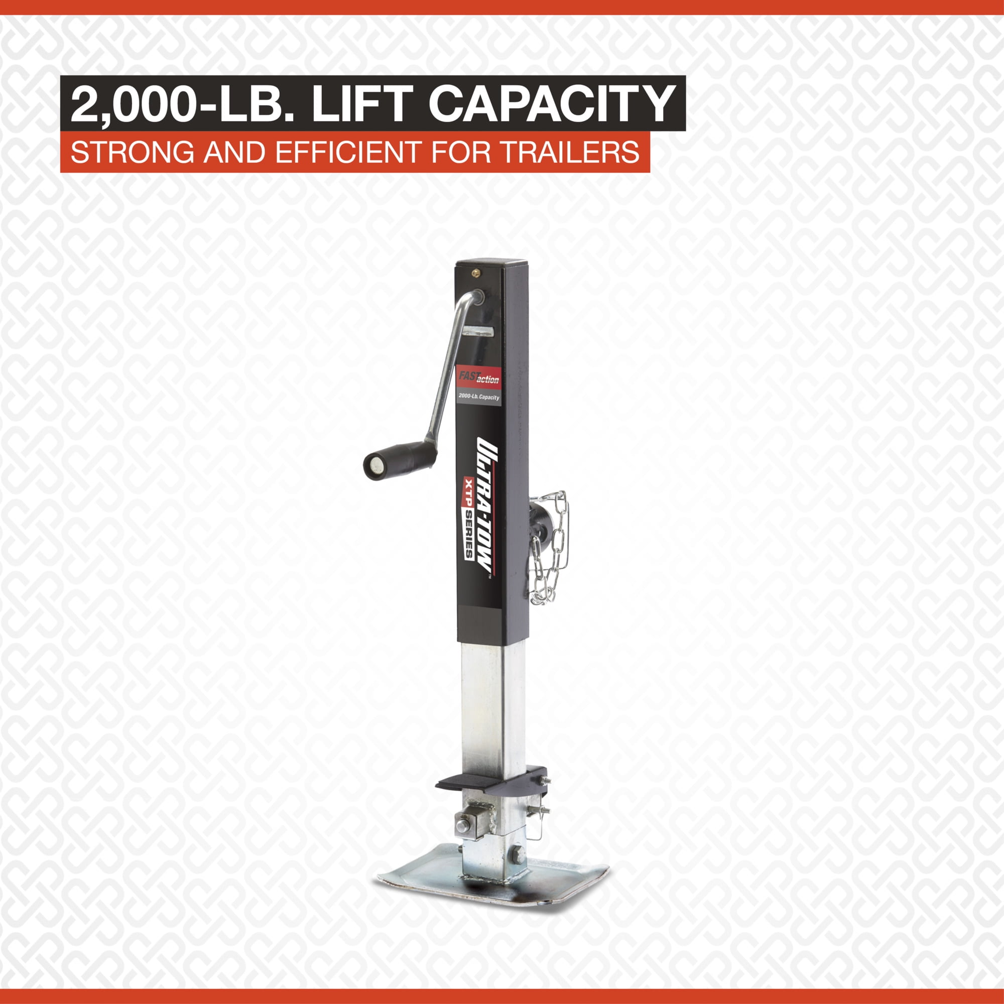 Ultra-Tow XTP Fast-Action Square Tube Trailer Jack, 2000-Lb., Sidewind, Tube Mount, Weld-On