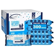 Flushable Wet Wipes 24 Packs, 1200 Wipes, Fresh Scent, 7" x 7" Large Size