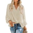 thumbnail image 2 of Blouses en Chiffon Col en V pour Femmes Manches Ballon Décontractées, 2 of 5