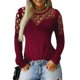 thumbnail image 2 of Gibobby Playera Térmica Ligera Tops de otoño-invierno Hollow Drill Top de mezcla de algodón de manga larga Tops de talla grande para mujer（Rojo， XL), 2 of 5