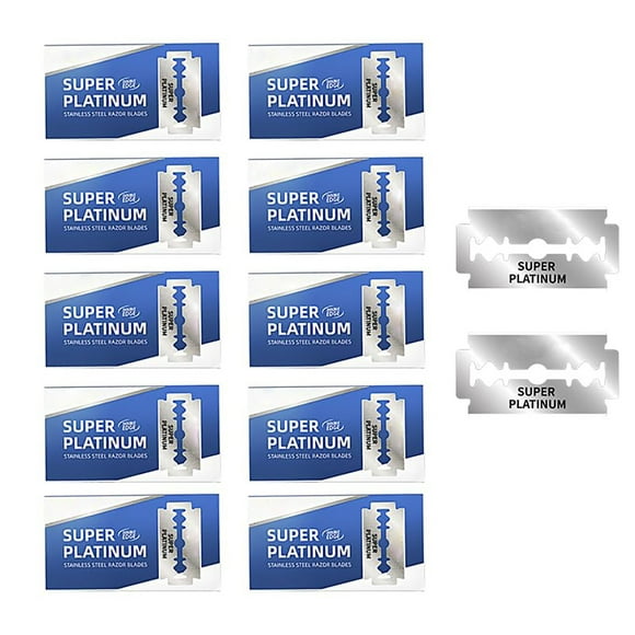 Razor Blades Cosmug Big Sale! 100Pcs Stainless Steel Double-Sided Razor Blades Men's for Shaving Platinum Stainless Beard Trimmer and Shaver for Men Clean Shave Gentle and Skin Friendly Silver Shave
