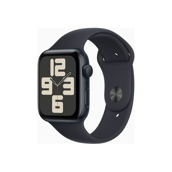 Apple Watch SE (GPS) - 2nd generation - 44 mm - midnight - smart watch with sport band - fluoroelastomer - midnight - band size: M/L - 32 GB - Wi-Fi, Bluetooth - 1.16 oz