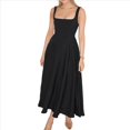 thumbnail image 3 of Vestido Midi Fluido con Escote Cuadrado y Tirantes Anchos para Mujer, /Verano 2025, para Invitada de Boda, Baile, Cóctel Negro S, 3 of 9