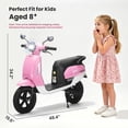 thumbnail image 2 of Track Seven 24V Kids Electric Motorcycle, 250W Brushless Motor Ride-on Scooter Moped for Boys Girls Ages 8+, 12" Pneumatic Tires, Bluetooth, Max 10 Mph, Bonus Storage Cover, Pink, 2 of 10