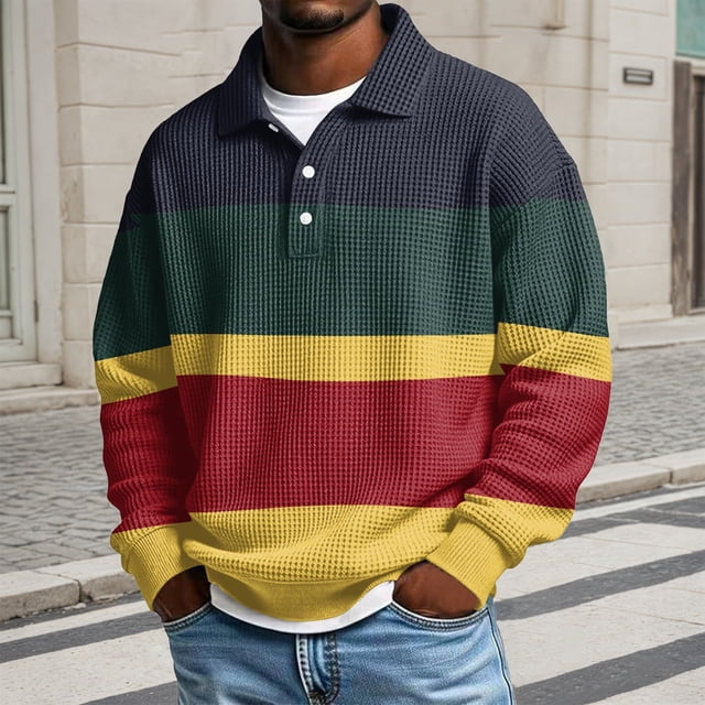 Shirt for Men Knit Gradient Casual Sport Top Suitable for Daily Easygoing Wardrobe and Outdoor Activities