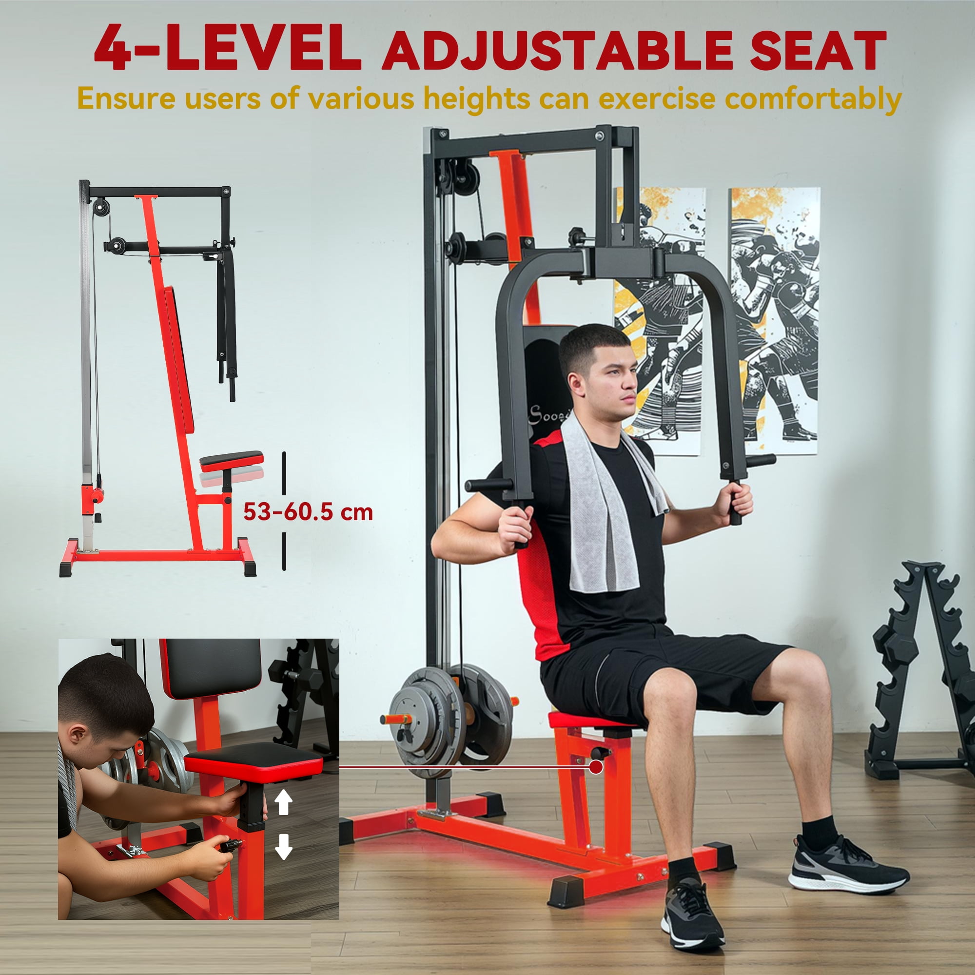 Soozier Chest Fly Chest Press Machine for Back, Pectoral, Rear Deltoid and Shoulder Training, Red