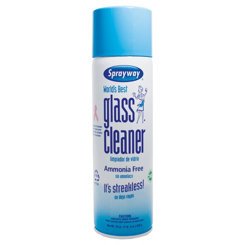 Sprayway Glass Cleaner, Ammonia Free, Streak Free, 19 oz Can (6Pack)