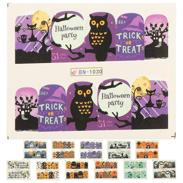 12 Sheets Halloween Manicures Stickers Skull Nail Stickers for Festival Gathering Party