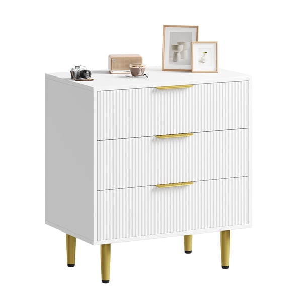 Moderno wood chest of cajones con fluted cajones metal handles y legs-a functional almacenamiento organizer